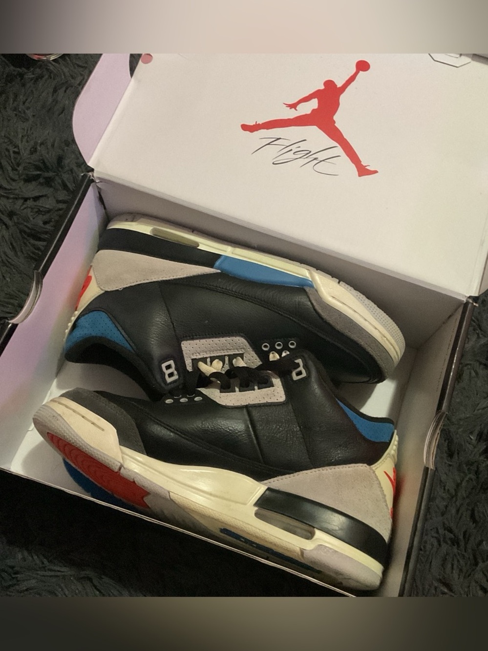 Jordan Air Jordan 3 Retro OG Black Red Grey Sneakers (GS)